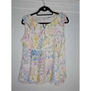Calvin Klein Blouse Womens XL Multicolor Floral Sleeveless Scoop Neck Top